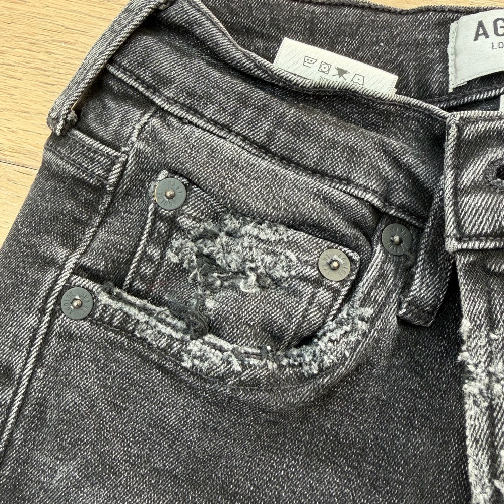 AGOLDE High-Rise Skinny Jeans – Black Raw Hem (Size 27) - Picture 7 of 11